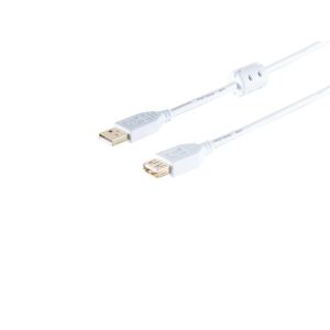 USB-A Verlängerungskabel, 2.0, Ferrit, weiß, 5m