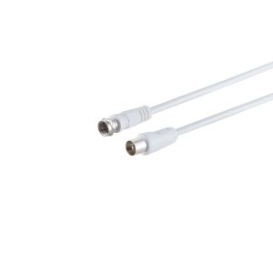 F-Stecker / Koax-Stecker, 3c2v, >80dB, weiß 1,5m
