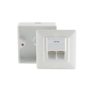 Cat. 6A Anschlussdose, 2-Fach AP/UP reinweiß