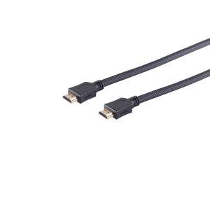 HDMI Kabel, verg., Nylon, schwarz, 15m