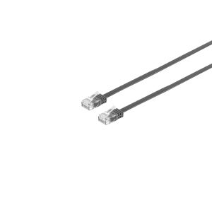 Patchkabel Cat. 6 flach, U/UTP, schwarz, 0,25m