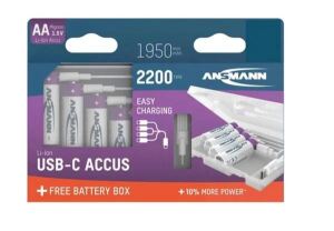 ANSMANN 1312-0044 Li-Ion Akkus Mignon AA Typ 2200 4er Pack, mit Box