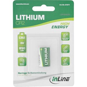 InLine Lithium High Energy Batterie, Fotobatterie, CR2, 3V 850mAh, 1er Pack
