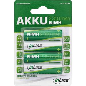 InLine NiMH-Akku, Mignon (AA), 2350mAh, im 4er Blister