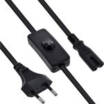 InLine Euro Netzkabel mit Schalter, CEE7/16 zu IEC-C7, schwarz, 10m