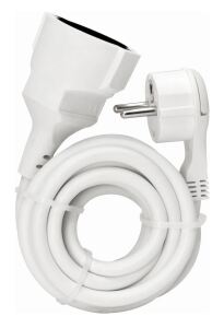 Kopp Strom-Verlängerung Schutzkontakt Winkelstecker extra flach, weiß, 5m