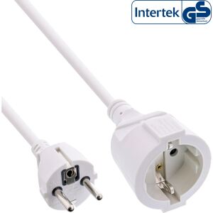 InLine Schutzkontakt-Verlängerungskabel, CEE 7/7, H05VV-F3G1,5, weiß, 1m
