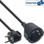 InLine Strom-Verlängerung Schutzkontakt Stecker gewinkelt / Buchse, schwarz, 1m