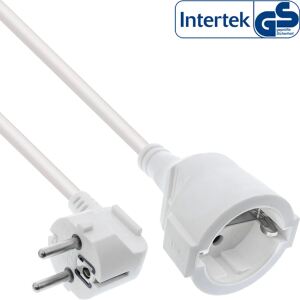 InLine Strom-Verlängerung Schutzkontakt Stecker gewinkelt / Buchse, weiß, 7m