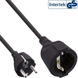 InLine Schutzkontakt-Verlängerungskabel, CEE 7/7, H05VV-F3G1,5, schwarz, 10m