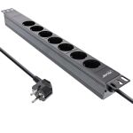 InLine 19" Steckdosenleiste, 7-fach Schutzkontakt, ohne Schalter, 2m, schwarz