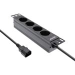 InLine 10" Steckdosenleiste, 4-fach Schutzkontakt, C14 Anschluss, ohne Schalter