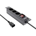 InLine 10" Steckdosenleiste, 3-fach Schutzkontakt, C14 Anschluss, mit Schalter
