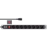 InLine 19" Steckdosenleiste, 8-fach Schutzkontakt, C14 Stecker, Überlastschutz
