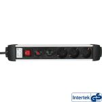 InLine Steckdosenleiste Alu, 3-fach Schutzkontakt, mit Ü-Schutz, Schalter, 1,5m