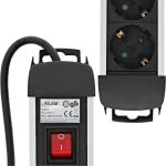 InLine Steckdosenleiste Alu, 3-fach Schutzkontakt, mit Ü-Schutz, Schalter, 1,5m