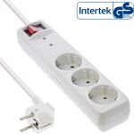 InLine Steckdosenleiste, 3-fach Schutzkontakt, ÜSS, weiß