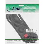InLine Steckdosenleiste, 3-fach Schutzkontakt, mit Schalter, schwarz, 1,5m
