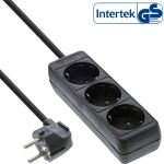 InLine Steckdosenleiste, 3-fach Schutzkontakt, schwarz, 3m