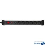 InLine Steckdosenleiste Alu, 6-fach Schutzkontakt, mit Ü-Schutz, Schalter, 1,5m
