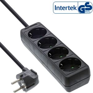 InLine Steckdosenleiste, 4-fach Schutzkontakt schwarz, 3m
