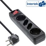 InLine Steckdosenleiste, 4-fach, 2x Schutzkontakt + 2x Euro, schwarz, 3m