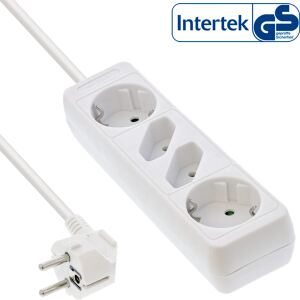 InLine Steckdosenleiste, 4-fach, 2x Schutzkontakt + 2x Euro, weiß, 3m