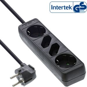 InLine Steckdosenleiste, 4-fach, 2x Schutzkontakt + 2x Euro, schwarz, 5m