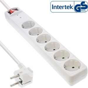 InLine Steckdosenleiste, 6-fach Schutzkontakt, mit ÜSS, weiß