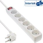 InLine Steckdosenleiste, 6-fach Schutzkontakt, mit Schalter, weiß, 3m