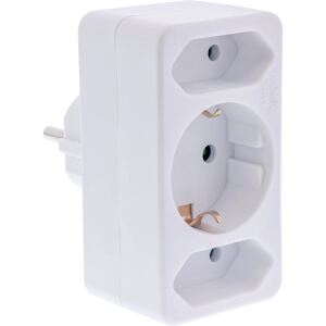 InLine Steckdosenadapter, Schutzkontakt Stecker an 2x Euro + 1x SK, weiß