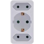 InLine Steckdosenadapter, Schutzkontakt Stecker an 2x Euro + 1x SK, weiß