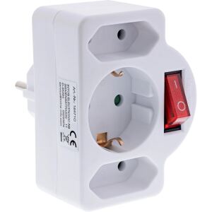 InLine Steckdosenadapter, SK Stecker an 2xEuro+1x SK, mit Schalter, weiß