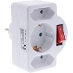 InLine Steckdosenadapter, SK Stecker an 2xEuro+1x SK, mit Schalter, weiß