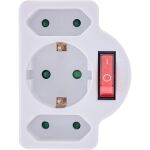 InLine Steckdosenadapter, SK Stecker an 2xEuro+1x SK, mit Schalter, weiß