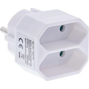 InLine Steckdosenadapter, Schutzkontakt-Stecker auf 2x Eurobuchse
