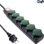 InLine Outdoor-Steckdosenleiste, 6-fach Schutzkontakt, IP44, mit Schalter, 10m