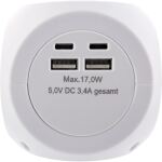 InLine Charging Cube, 3x Schutzkontakt, 2x USB-C, 2x USB-A, weiß, 2m