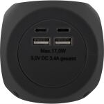 InLine Charging Cube, 3x Schutzkontakt, 2x USB-C, 2x USB-A, schwarz, 2m