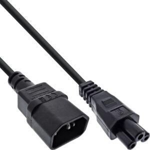 InLine Netzkabel, C14 Kupplung auf C5 Stecker, schwarz, 1m