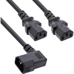 InLine Netz-Y-Kabel, Kaltgeräte, 1x IEC-C14 gewinkelt auf 2x IEC-C13, 1,8m