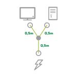 InLine Netz-Y-Kabel, Kaltgeräte, 1x IEC-C14 gewinkelt auf 2x IEC-C13, 1m