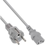 InLine Netzkabel, Schutzkontakt gerade auf Kaltgerätestecker C13, 3,0m, grau