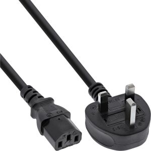 InLine Netzkabel, Netzstecker England auf Kaltgerätestecker C13, 0,5m