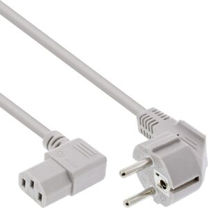 InLine Netzkabel, Schutzkontakt gew. auf Kaltgerätest. C13 rechts gew. gr.0,5m