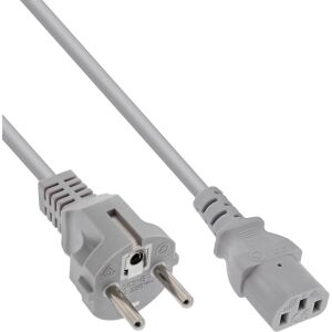 InLine Netzkabel, Schutzkontakt gerade auf Kaltgerätestecker C13, 1,0m, grau