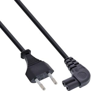 InLine Netzkabel, Netzstecker auf Euro 8 C7 Stecker, gewinkelt, 1,0m