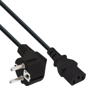 InLine Netzkabel, Schutzkontakt gewinkelt auf Kaltgerätestecker C13, 2,5m