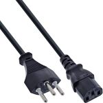 InLine Netzkabel, Netzstecker Schweiz SEV 1011 auf IEC-C13, schwarz, 3 m