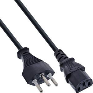 InLine Netzkabel, Netzstecker Schweiz SEV 1011 auf IEC-C13, schwarz, 5 m